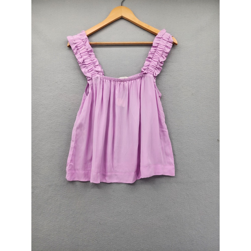 ON 34TH Purple Ruffle Strap Tank Top Blouse Square Neck Viscose Size Small NWT